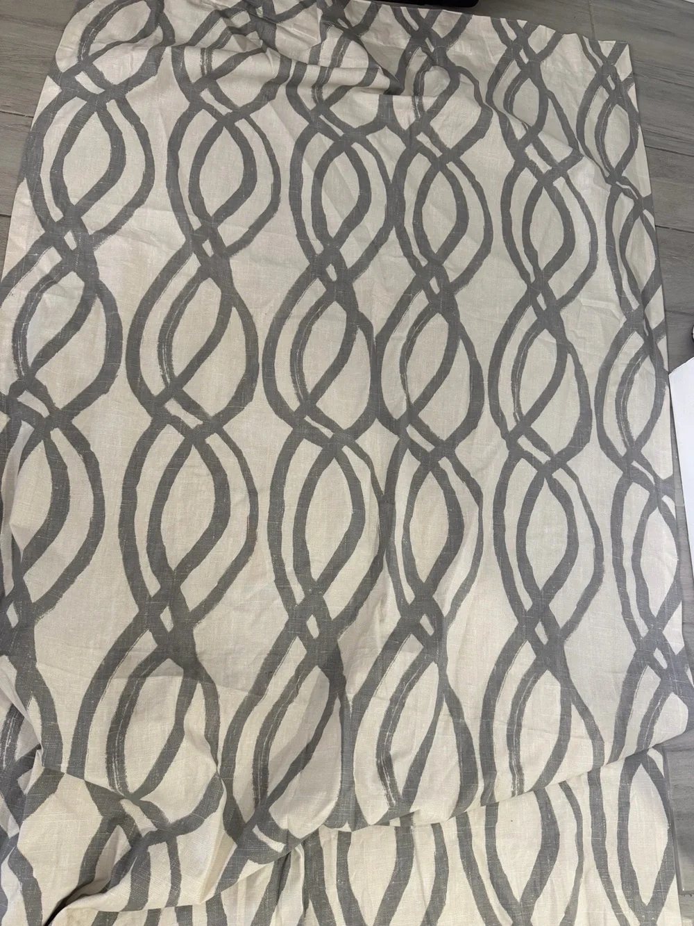 West Elm Cotton Canvas Scribble Lattice Gray and Cream Curtains 4 Panels 48x108